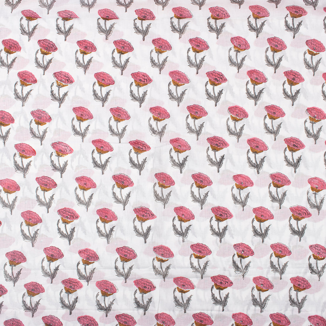 Premium Hand Block Printed Floral Cotton Fabric