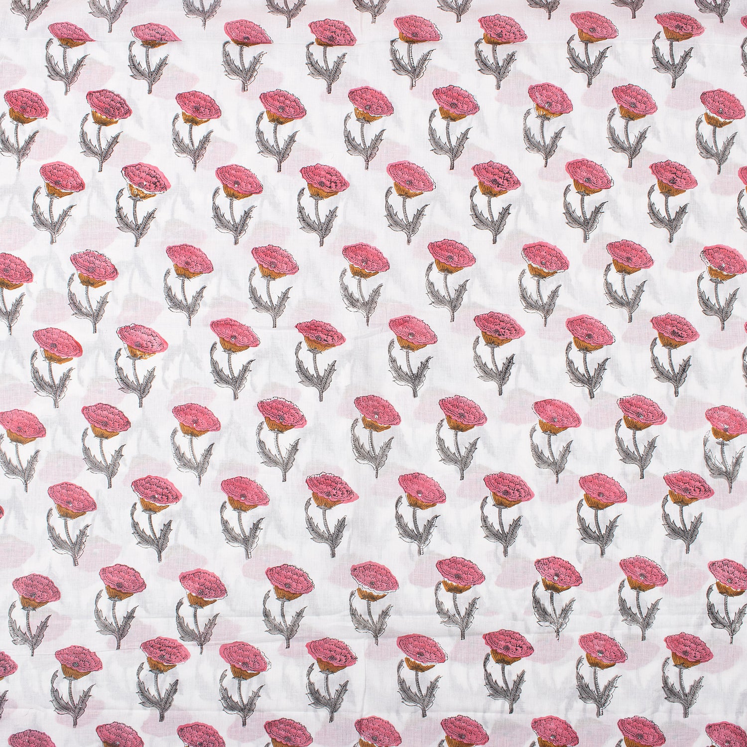 Premium Hand Block Printed Floral Cotton Fabric