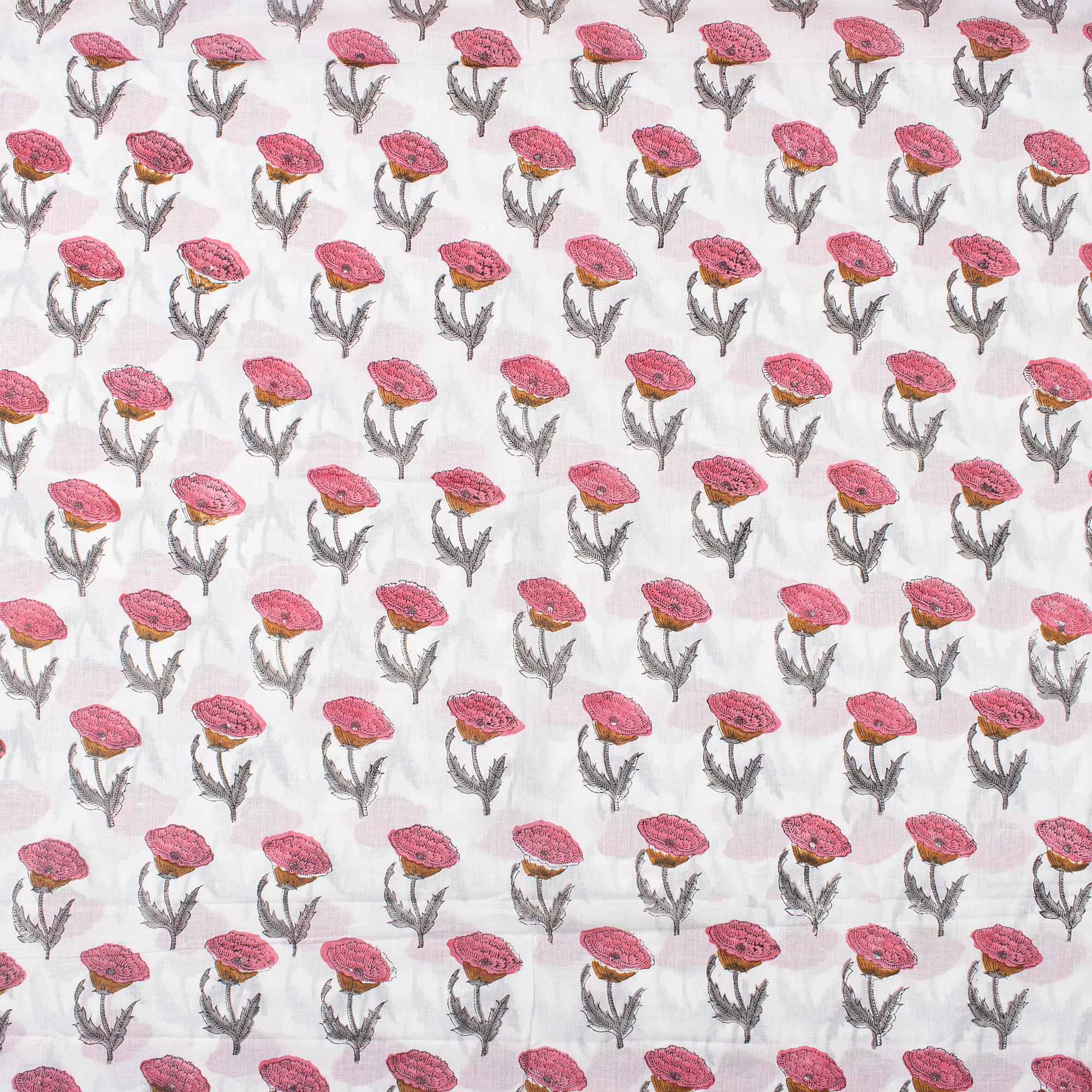 Premium Hand Block Printed Floral Cotton Fabric