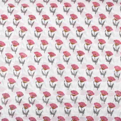 Premium Hand Block Printed Floral Cotton Fabric