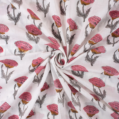 Premium Hand Block Printed Floral Cotton Fabric
