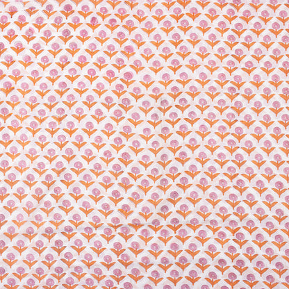 Pink Soft Floral Hand Block Printed Fabric by Yard