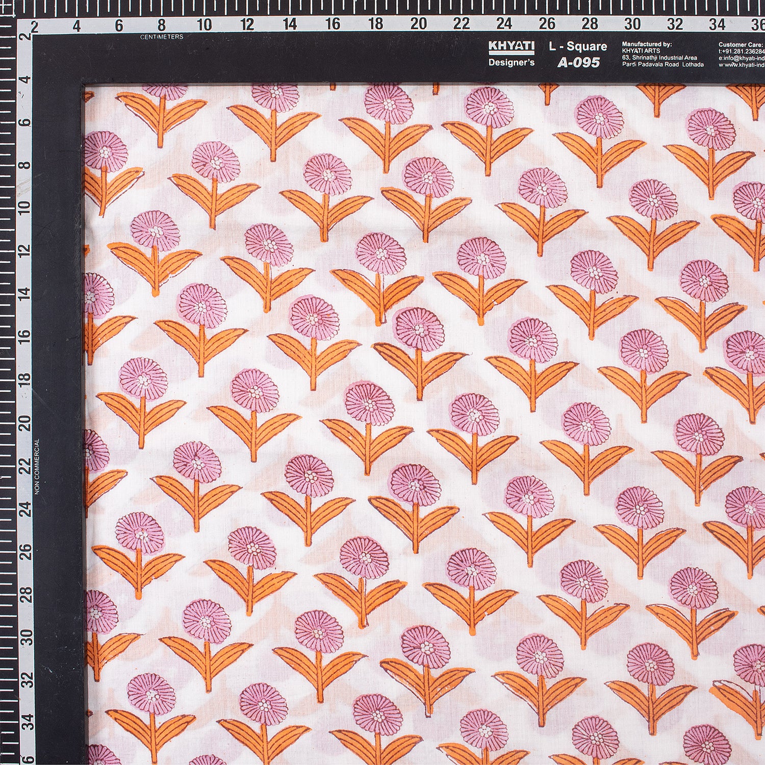 Pink Soft Floral Hand Block Printed Fabric by Yard