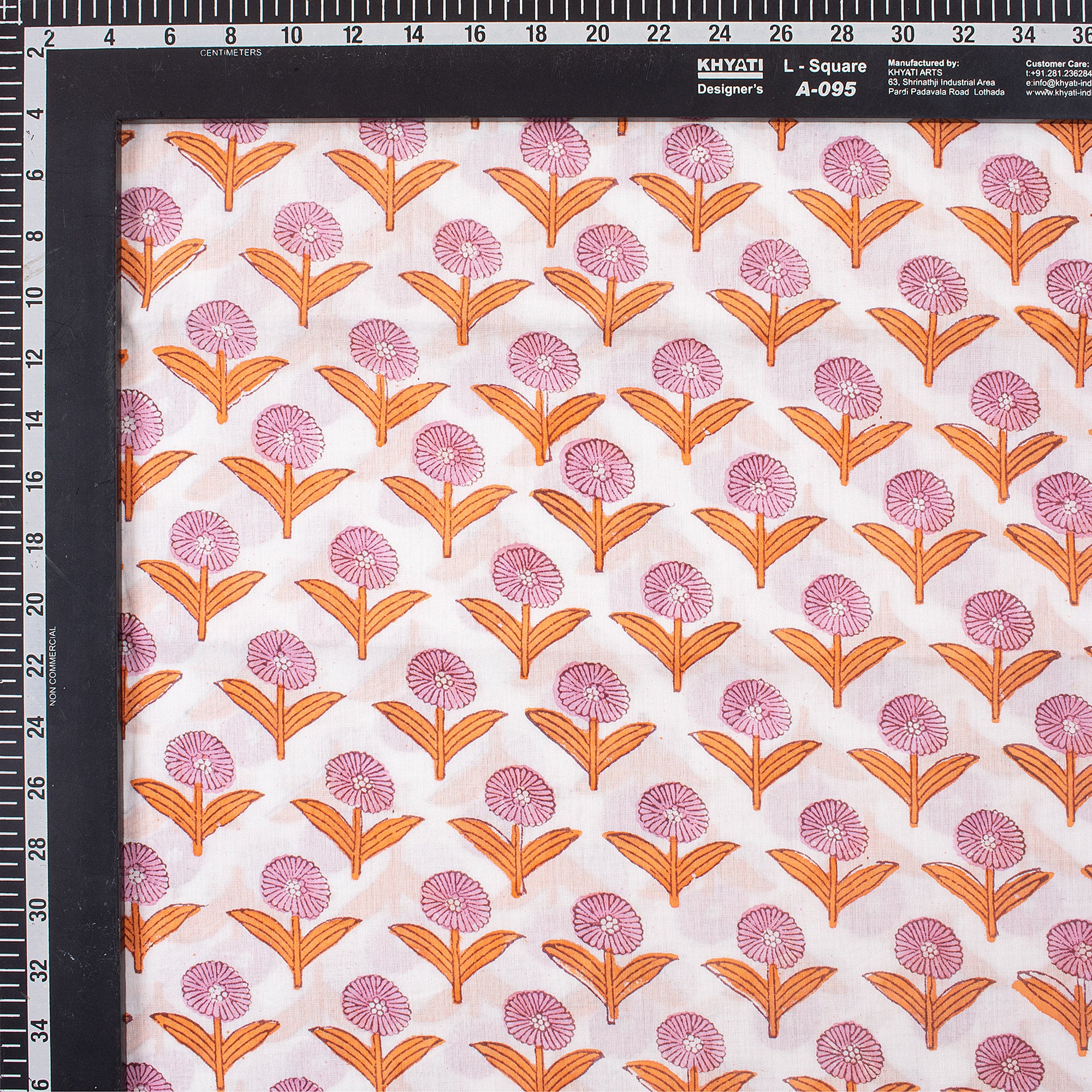 Pink Soft Floral Hand Block Printed Fabric by Yard
