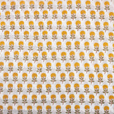 Yellow Floral Cotton Hand Block Printed Fabric Online