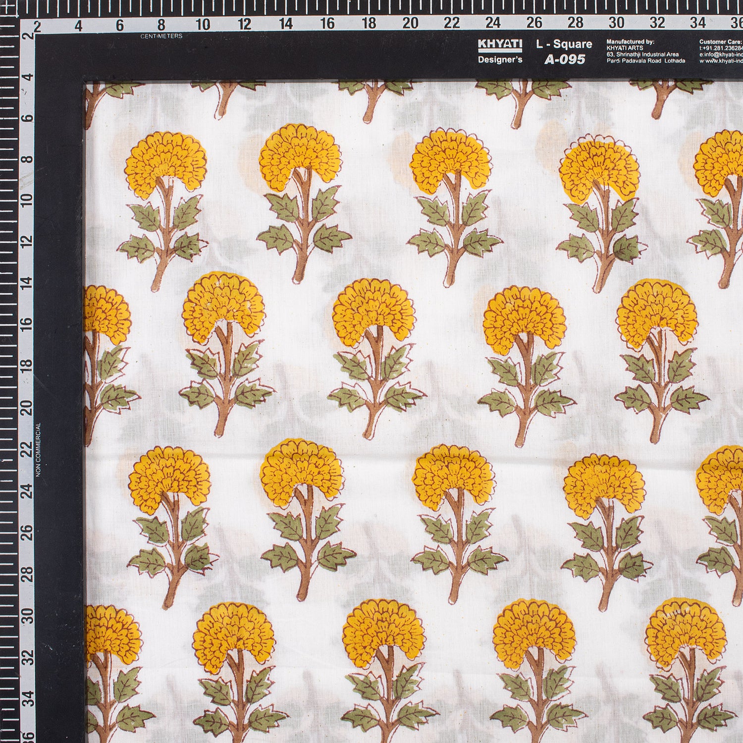 Yellow Floral Cotton Hand Block Printed Fabric Online