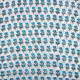 Indian Blue Floral Hand Block Printed Fabric
