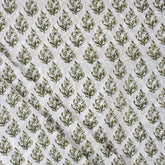 Green Floral Pure Cotton Hand Block Printed Fabric
