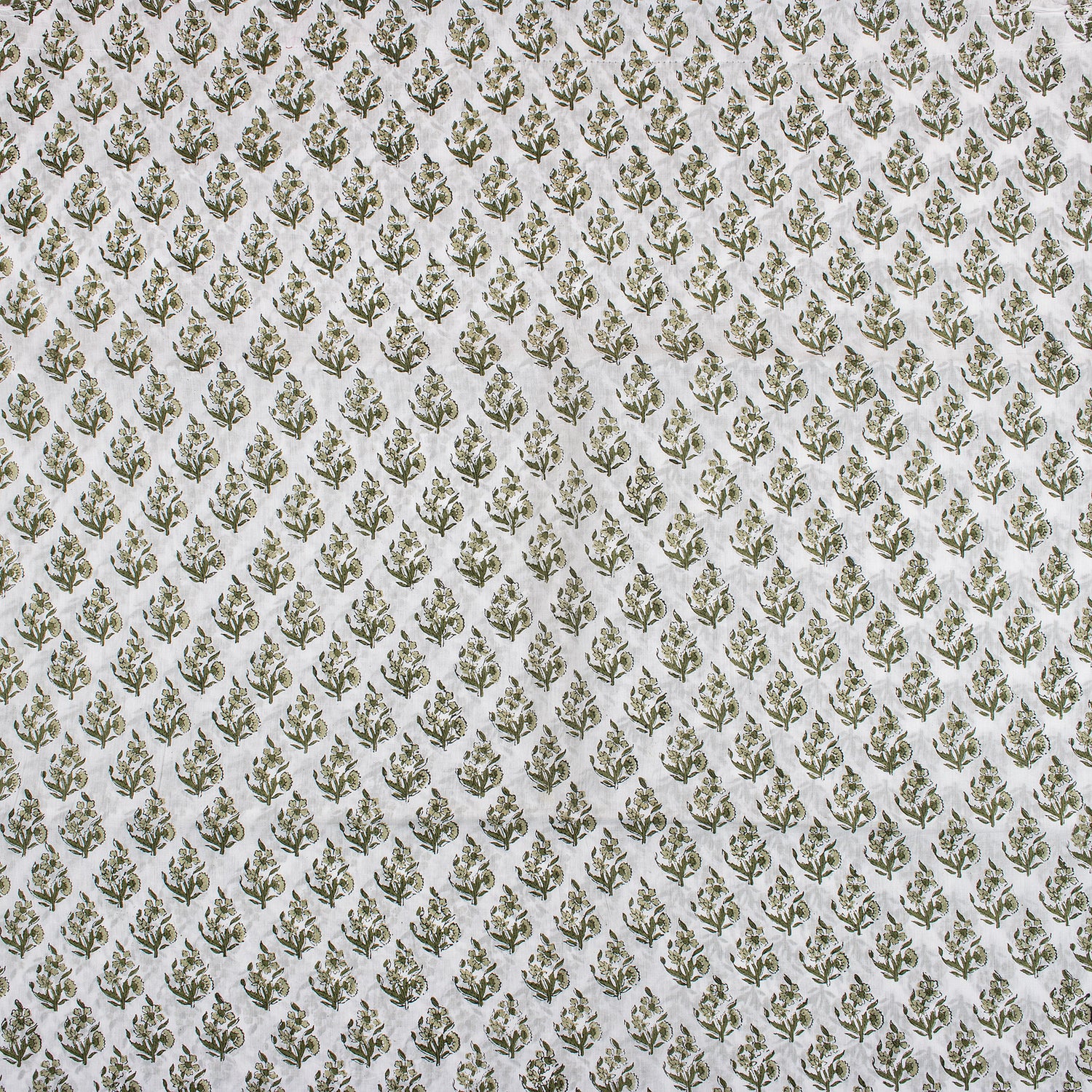 Green Floral Pure Cotton Hand Block Printed Fabric