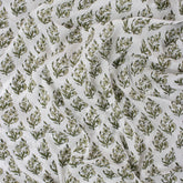 Green Floral Pure Cotton Hand Block Printed Fabric
