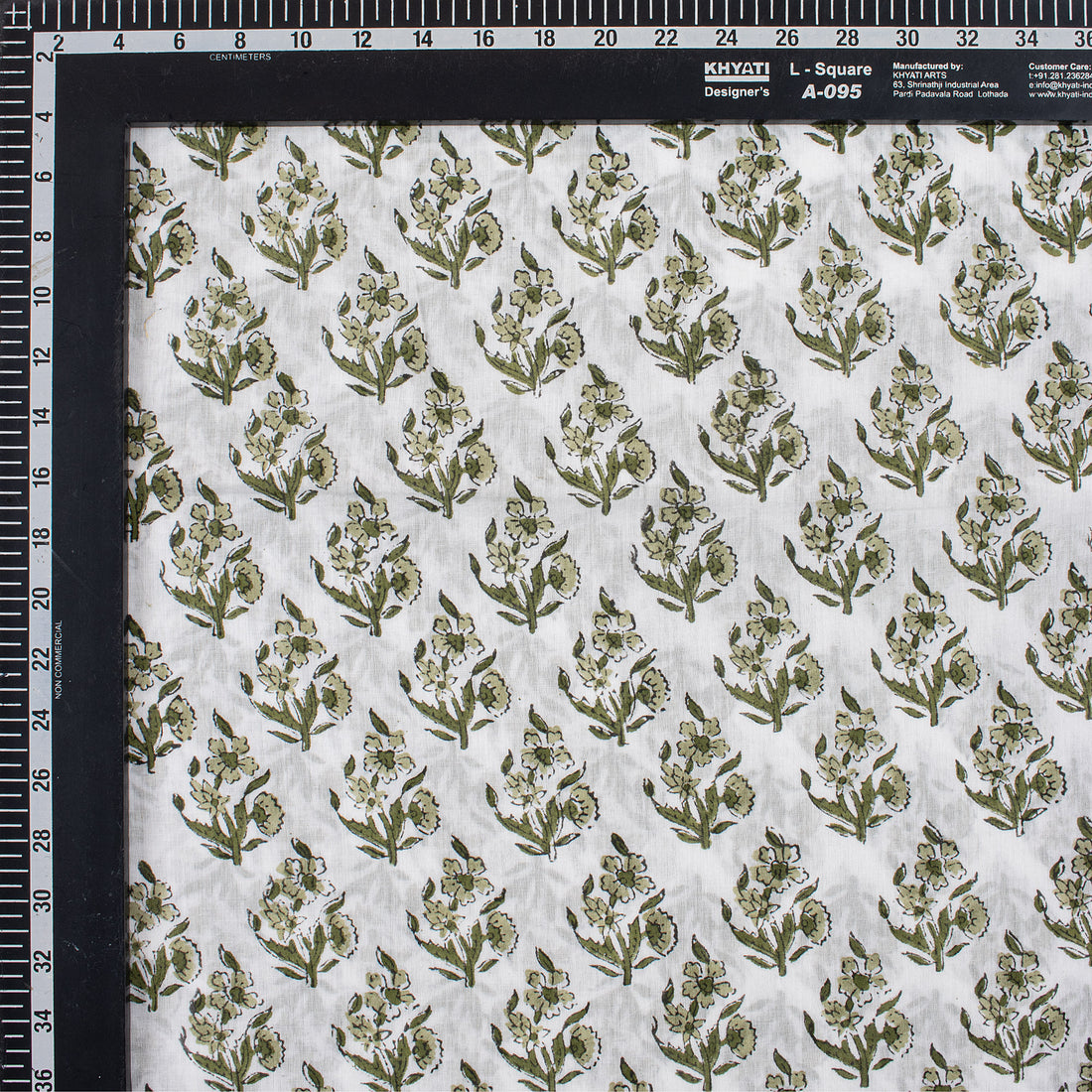 Green Floral Pure Cotton Hand Block Printed Fabric