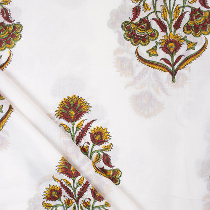 Red Boota Hand Block Printed Fabric