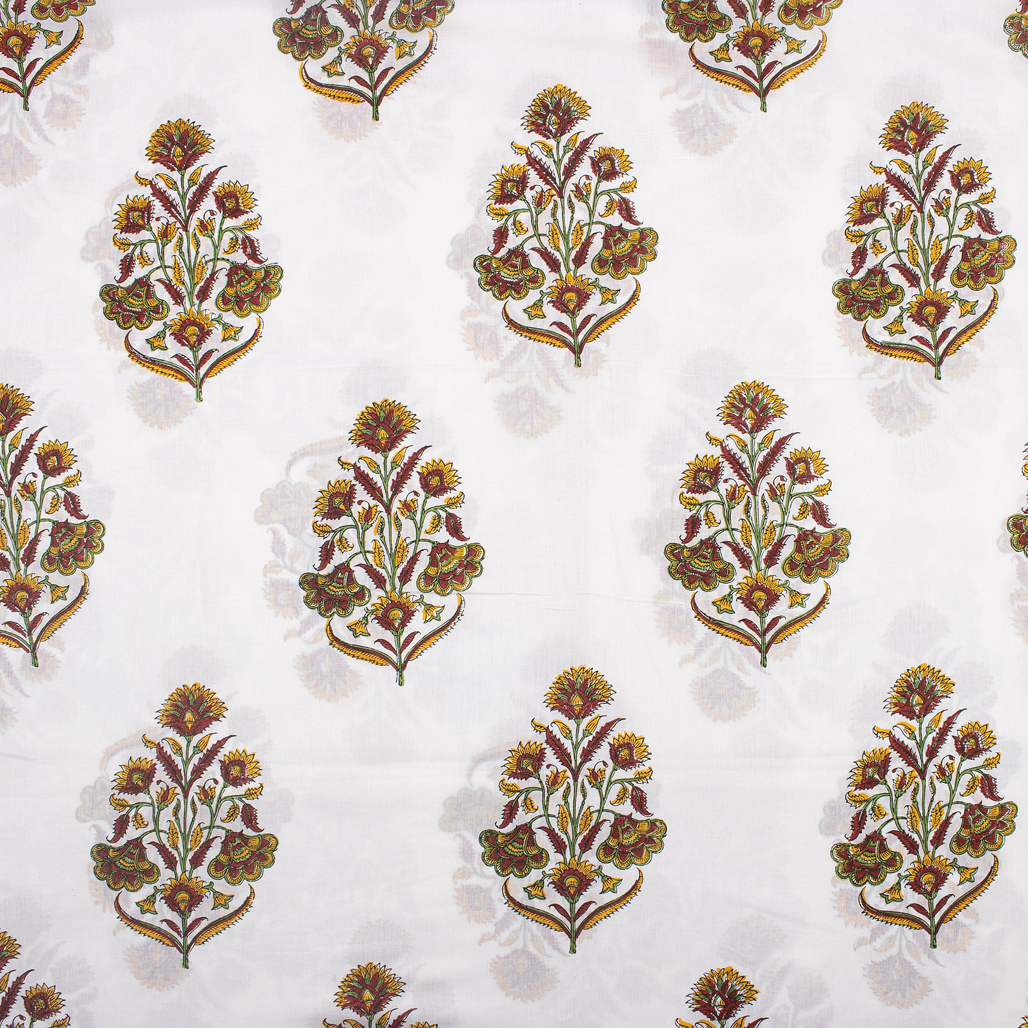 Red Boota Hand Block Printed Fabric