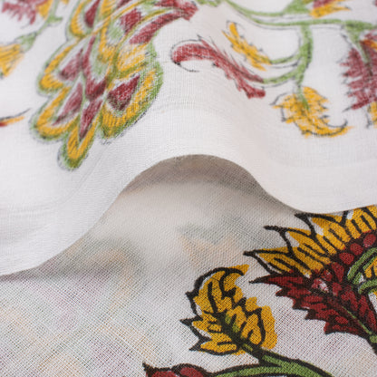 Red Boota Hand Block Printed Fabric