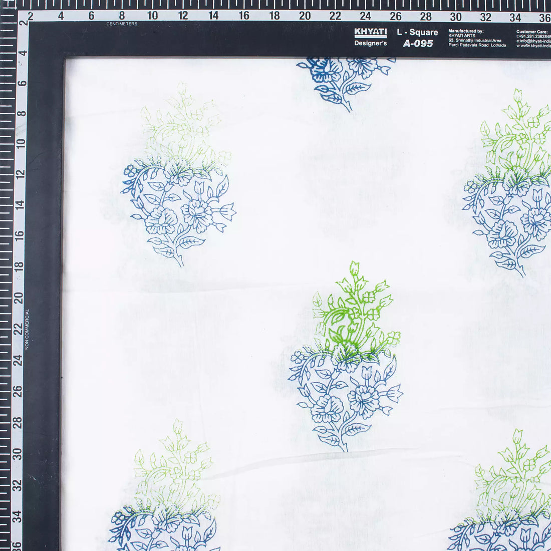 Quality Blue Floral Hand Block Printed Fabric