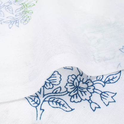 Quality Blue Floral Hand Block Printed Fabric