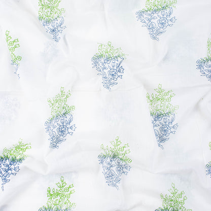 Multicolor Flower Plant Print Organic Cotton Fabric