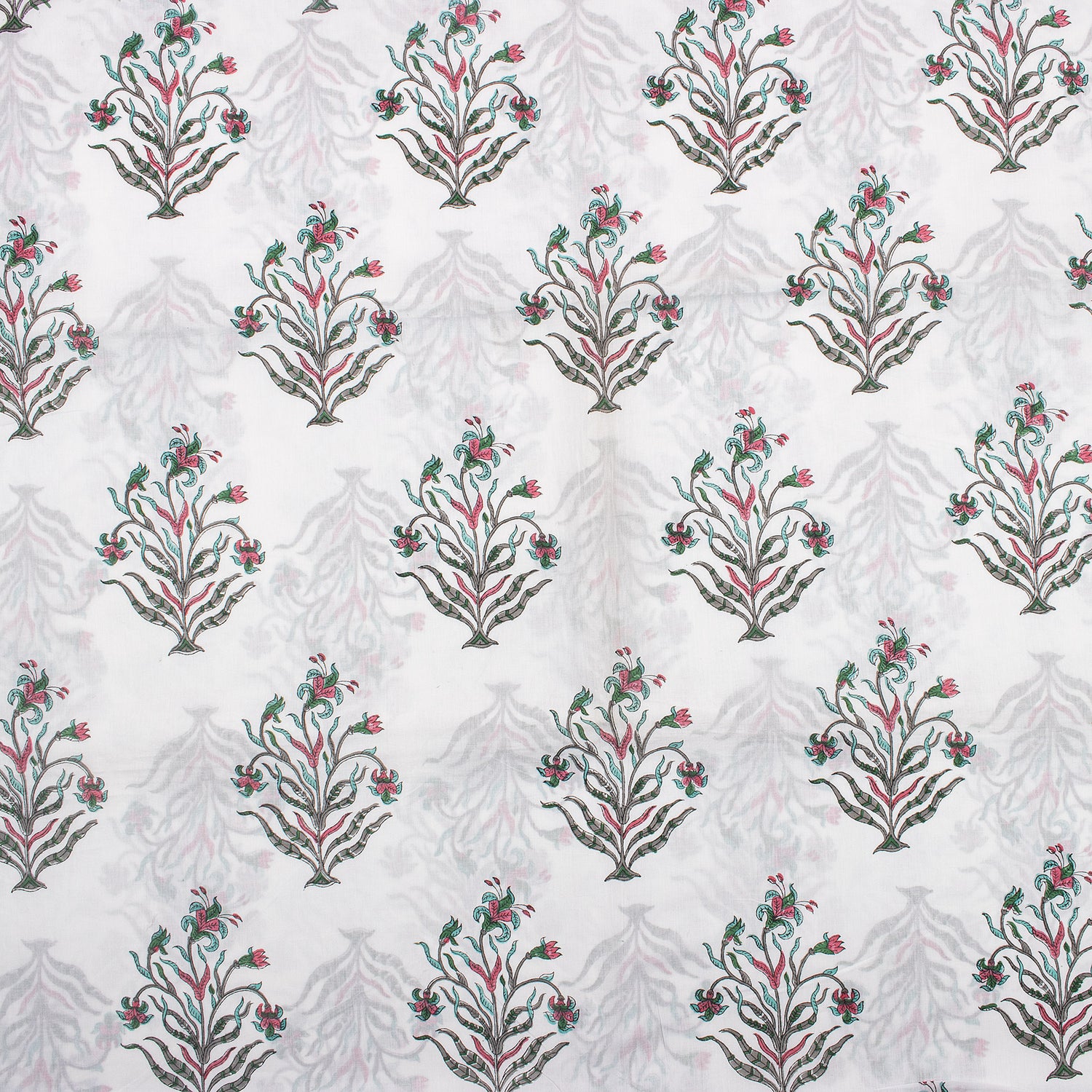 Pure Cotton Green Hand Block Printed Fabric