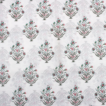 Pure Cotton Green Hand Block Printed Fabric