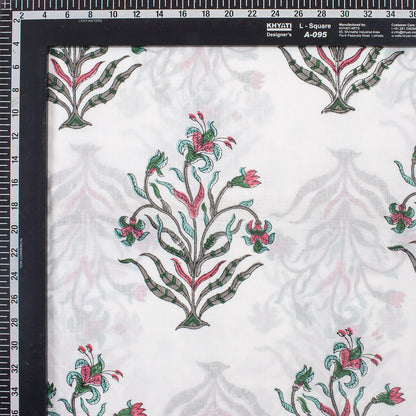 Pure Cotton Green Hand Block Printed Fabric