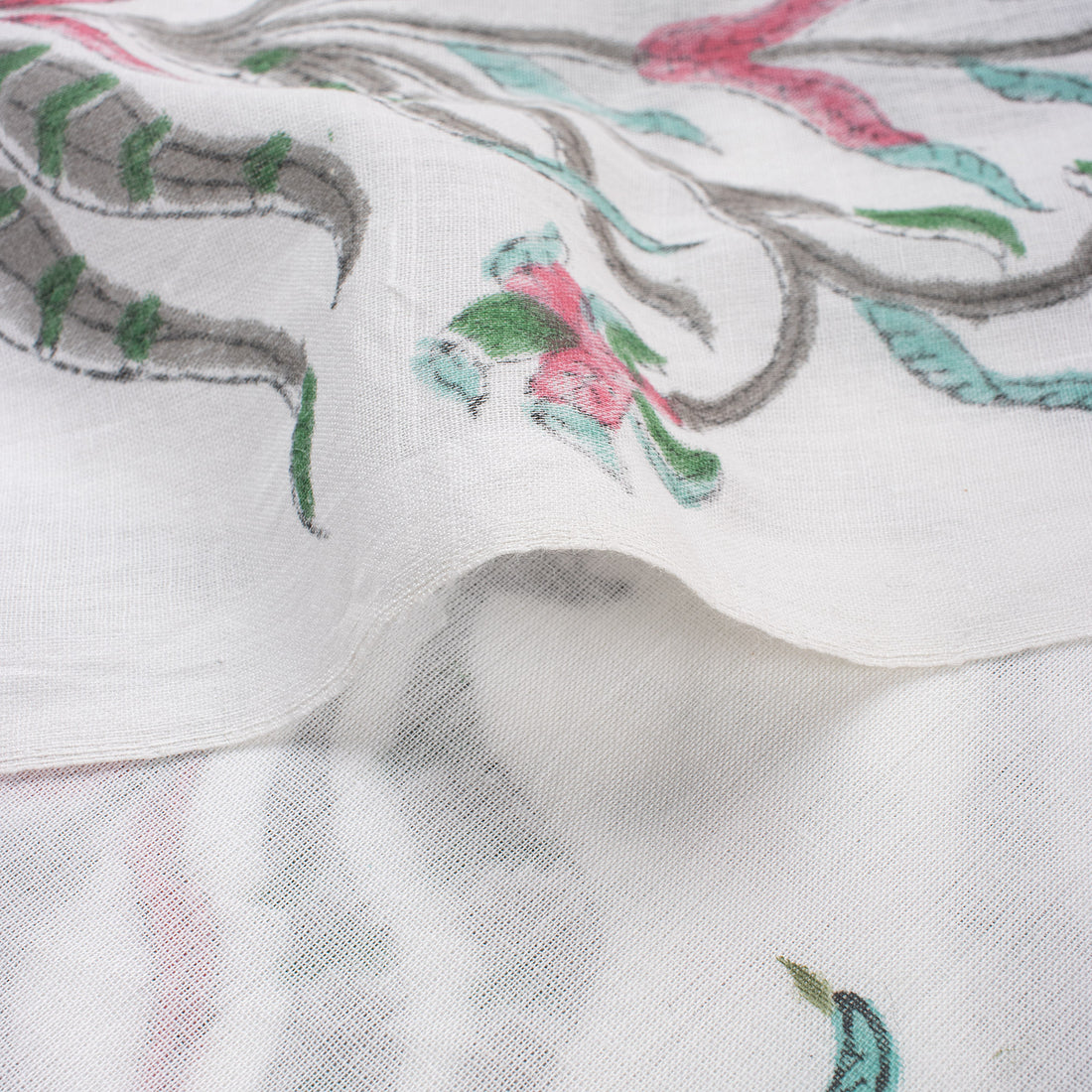 Pure Cotton Green Hand Block Printed Fabric