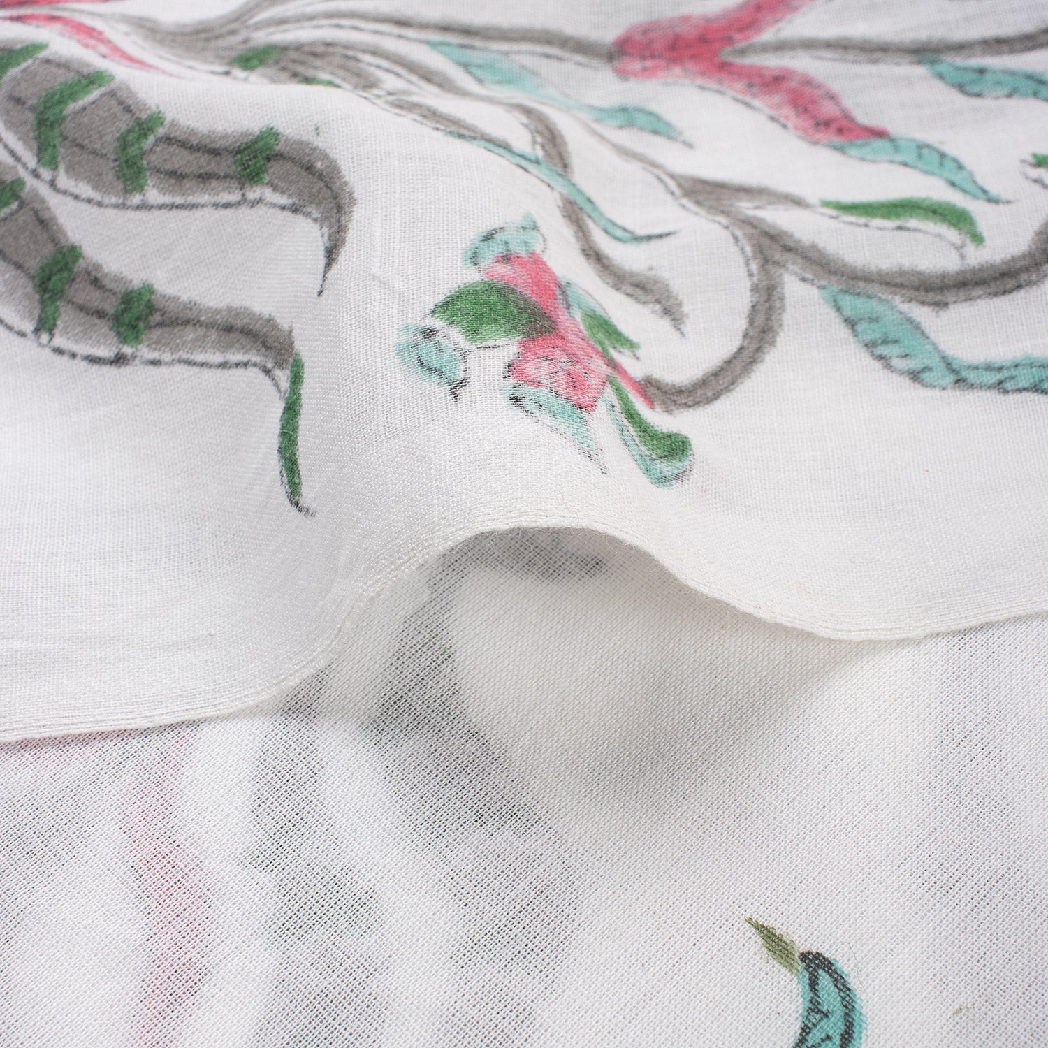 Pure Cotton Green Hand Block Printed Fabric