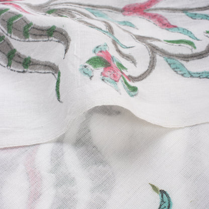 Pure Cotton Green Hand Block Printed Fabric