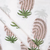 Indian Red Leaf Hand Block Printed Fabric