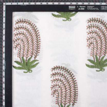 Indian Red Leaf Hand Block Printed Fabric