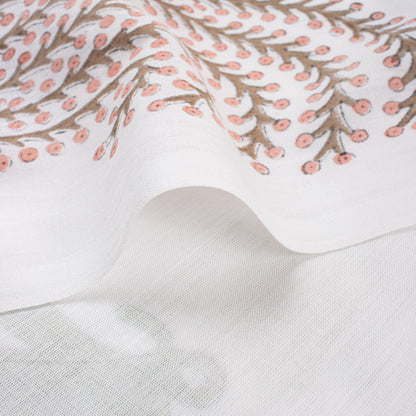 Indian Red Leaf Hand Block Printed Fabric