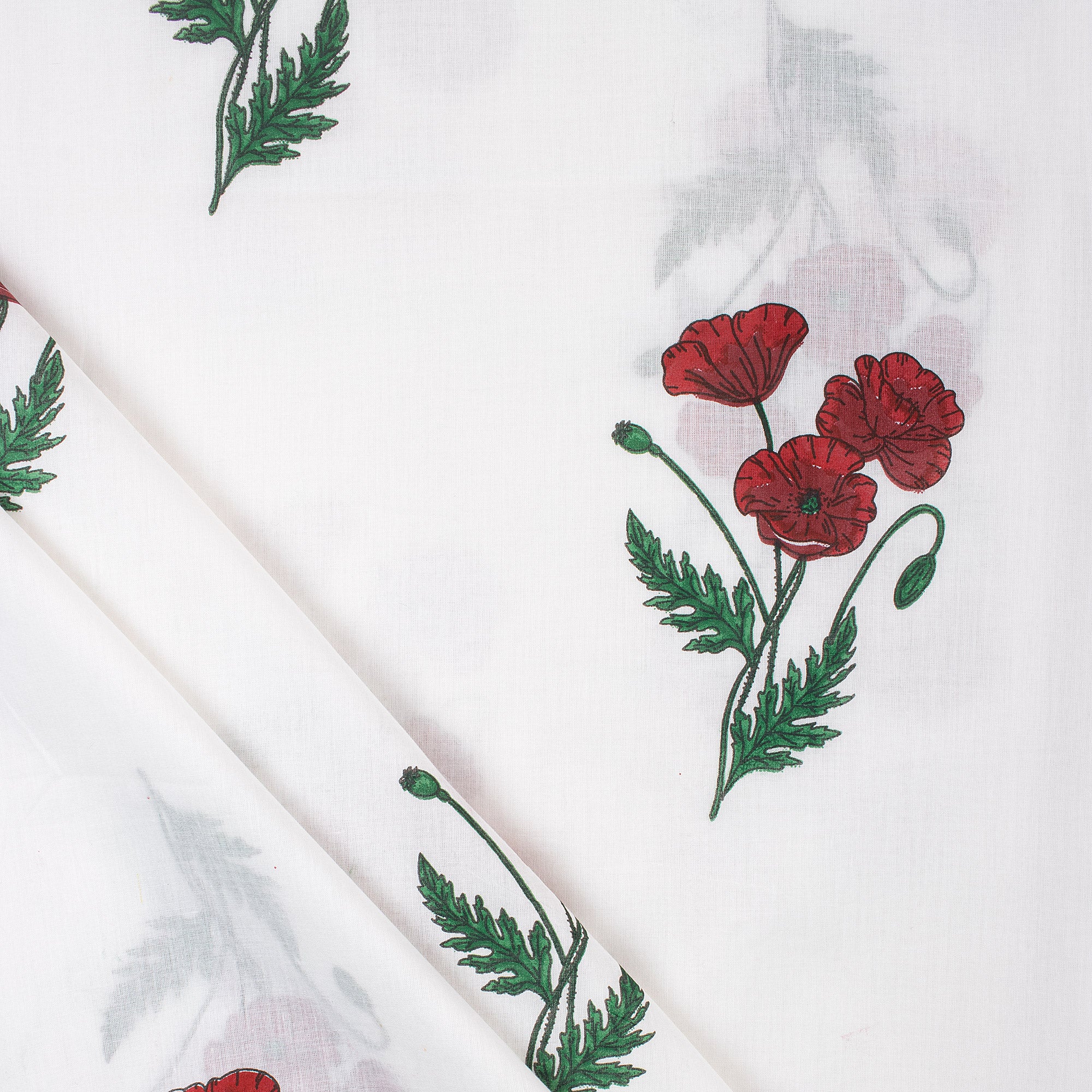 Organic Cotton Floral Hand Block Printed Fabric