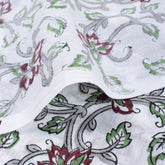 Red Floral Pure Cotton Hand Block Printed Fabric