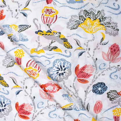 Multicolor Floral Rajasthani Print Fabric
