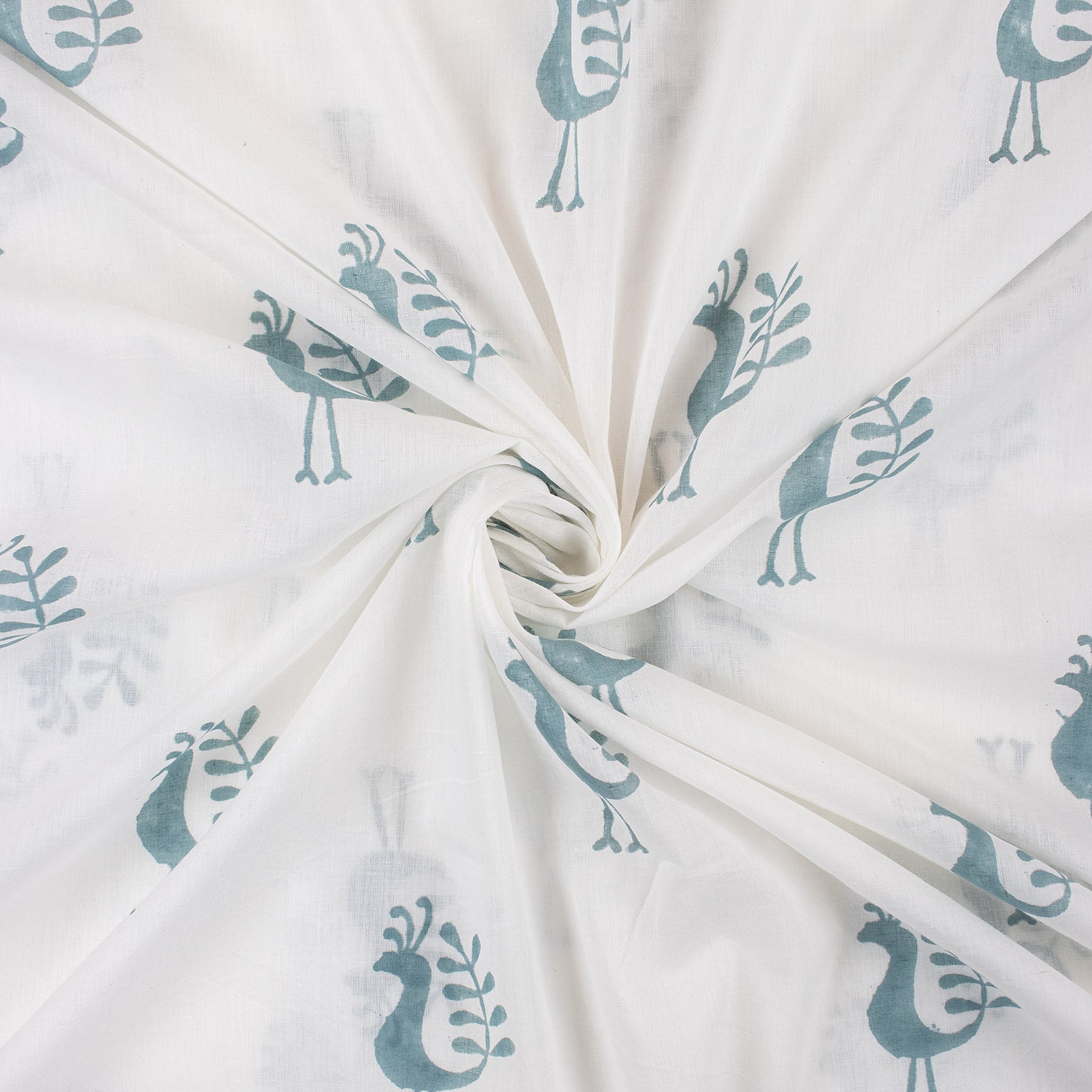 Blue Peacock Handmade Cotton Fabric