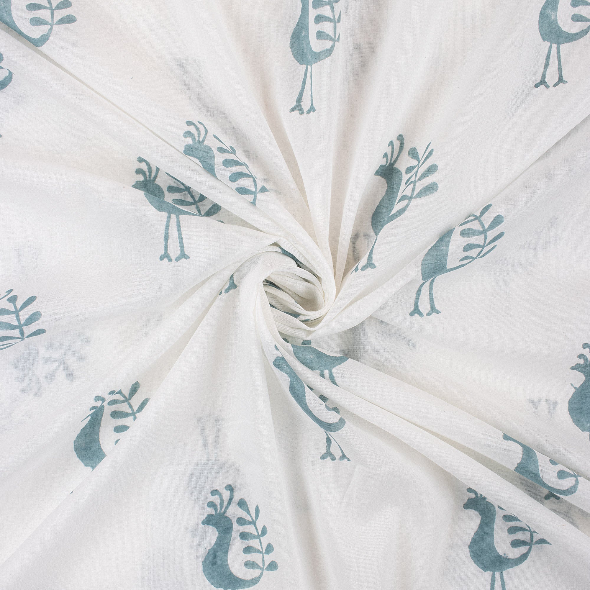 Blue Peacock Handmade Cotton Fabric