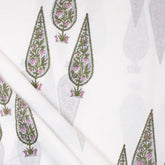 Green Leaf Hand Block Printed Fabric Cloth