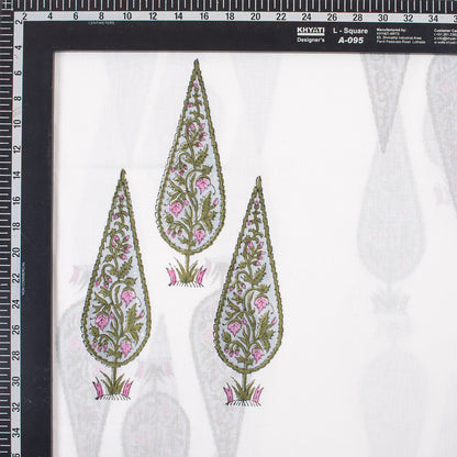 Green Leaf Hand Block Printed Fabric Cloth