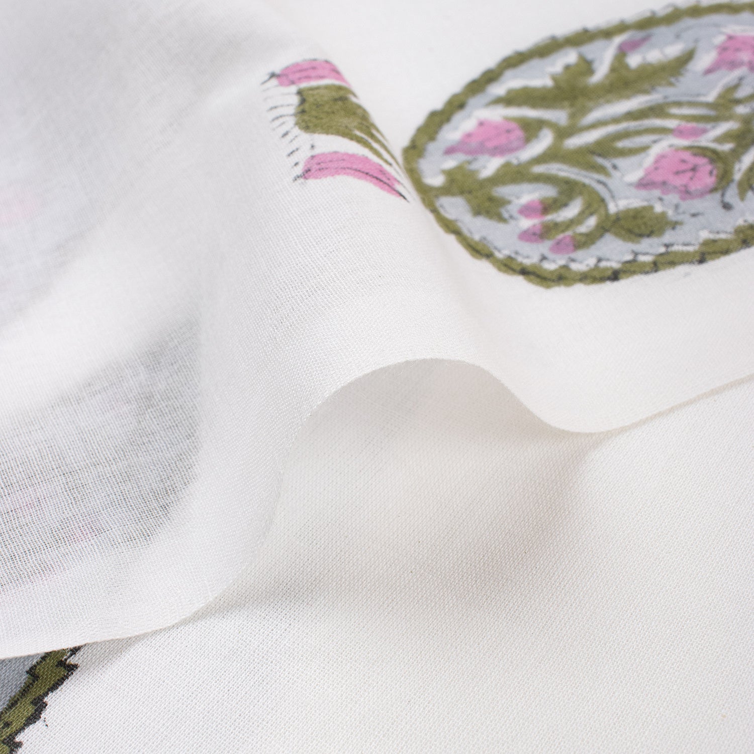 Green Leaf Hand Block Printed Fabric Cloth