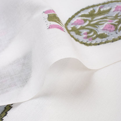 Green Leaf Hand Block Printed Fabric Cloth