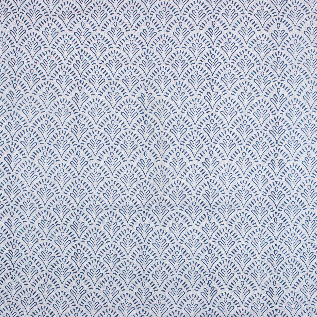 Blue Leaf Hand Block Printed Cotton Fabric