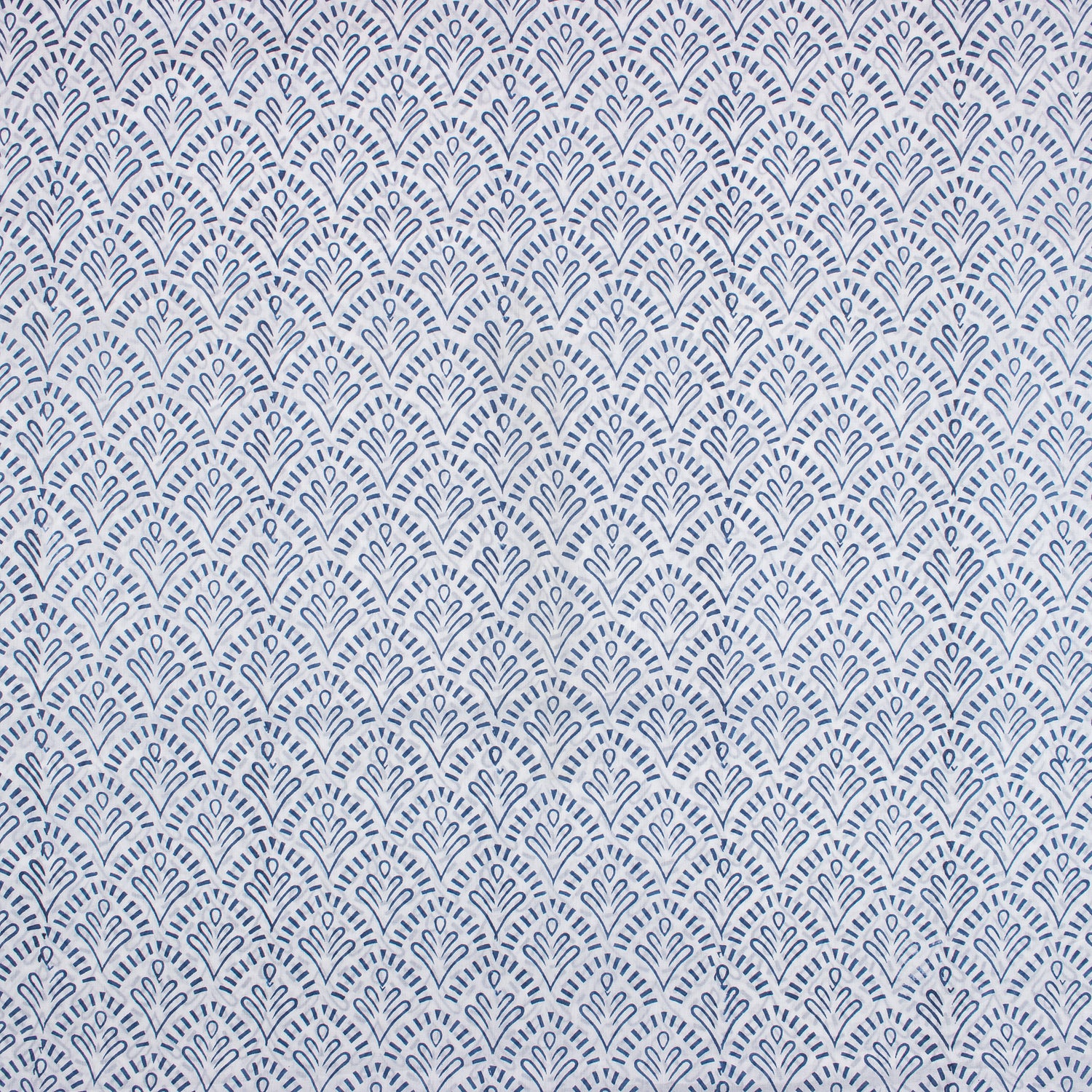 Blue Leaf Hand Block Printed Cotton Fabric