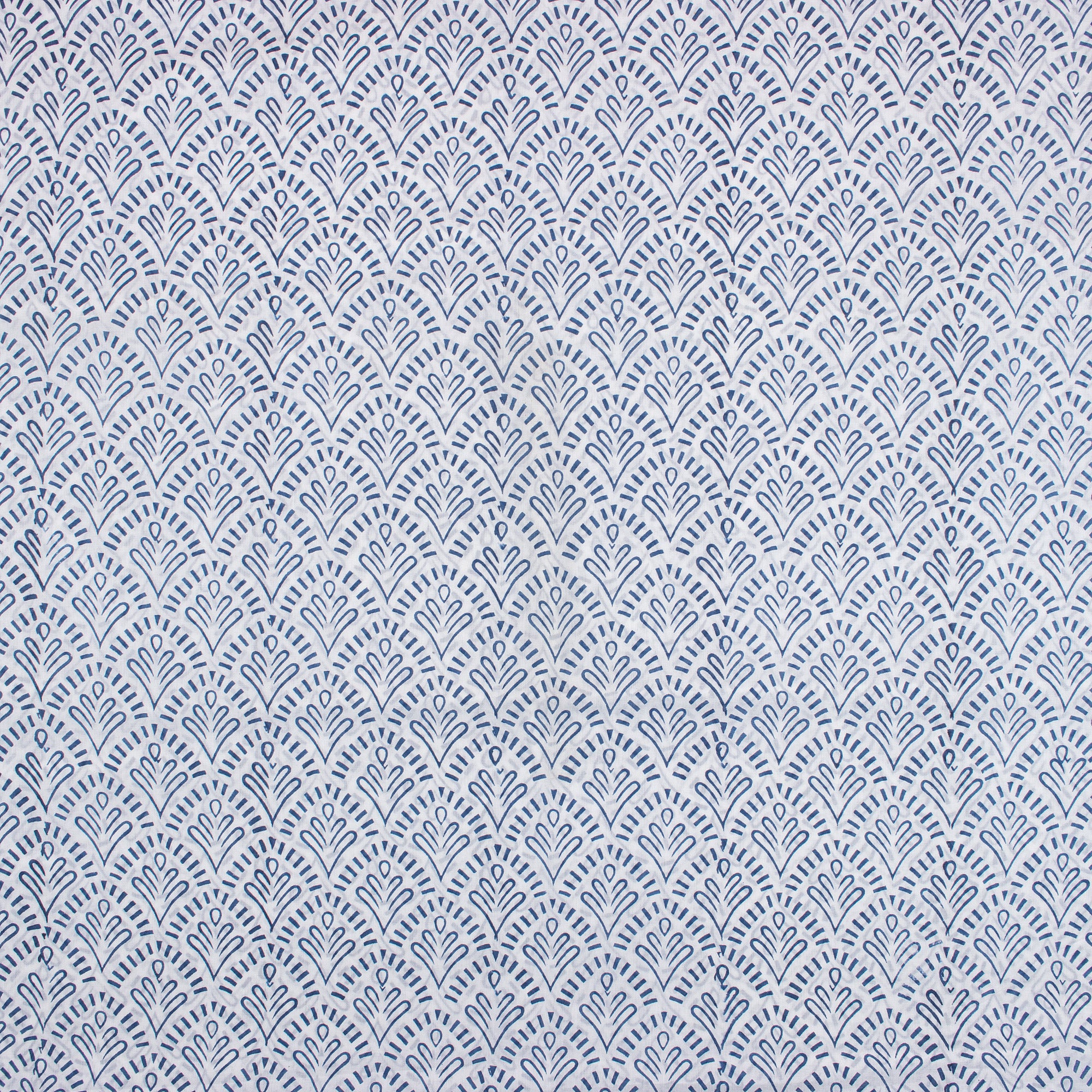 Blue Leaf Hand Block Printed Cotton Fabric