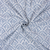 Blue Leaf Hand Block Printed Cotton Fabric