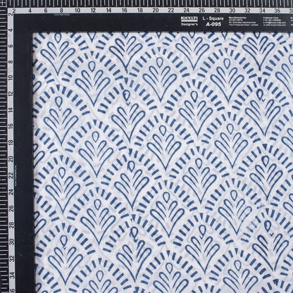 Blue Leaf Hand Block Printed Cotton Fabric