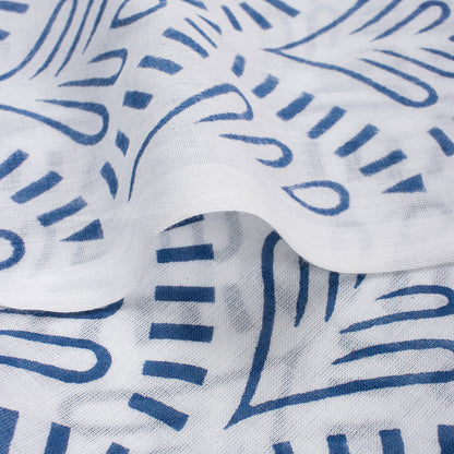 Blue Leaf Hand Block Printed Cotton Fabric