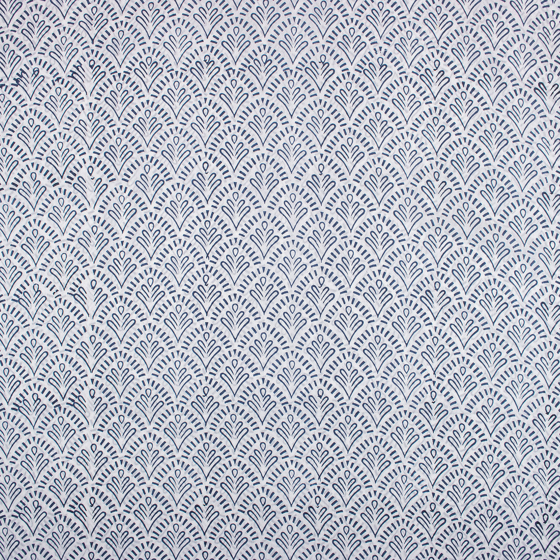 Blue Leaf Hand Block Printed Fabric