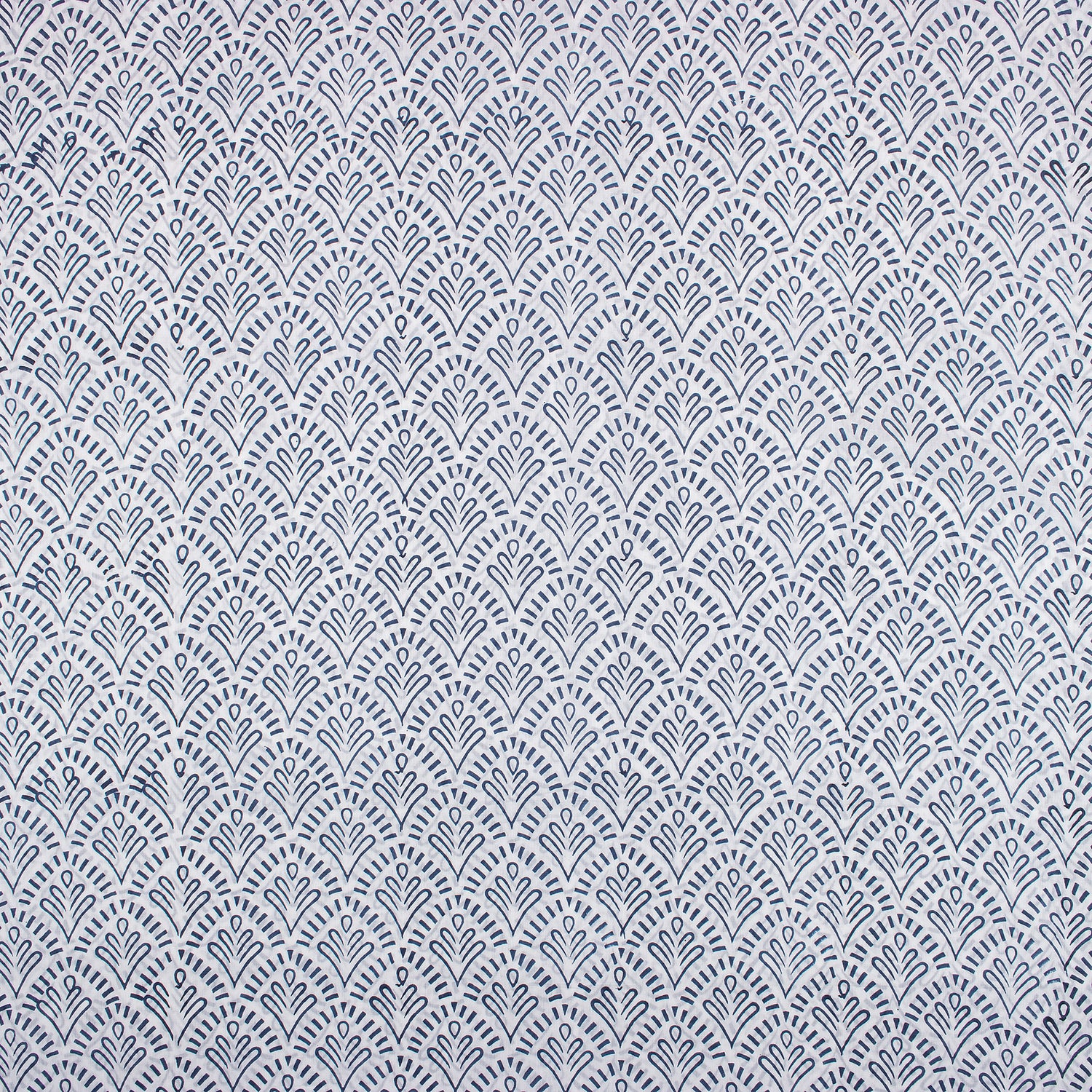 Blue Leaf Hand Block Printed Fabric