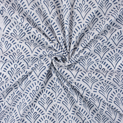 Blue Leaf Hand Block Printed Fabric