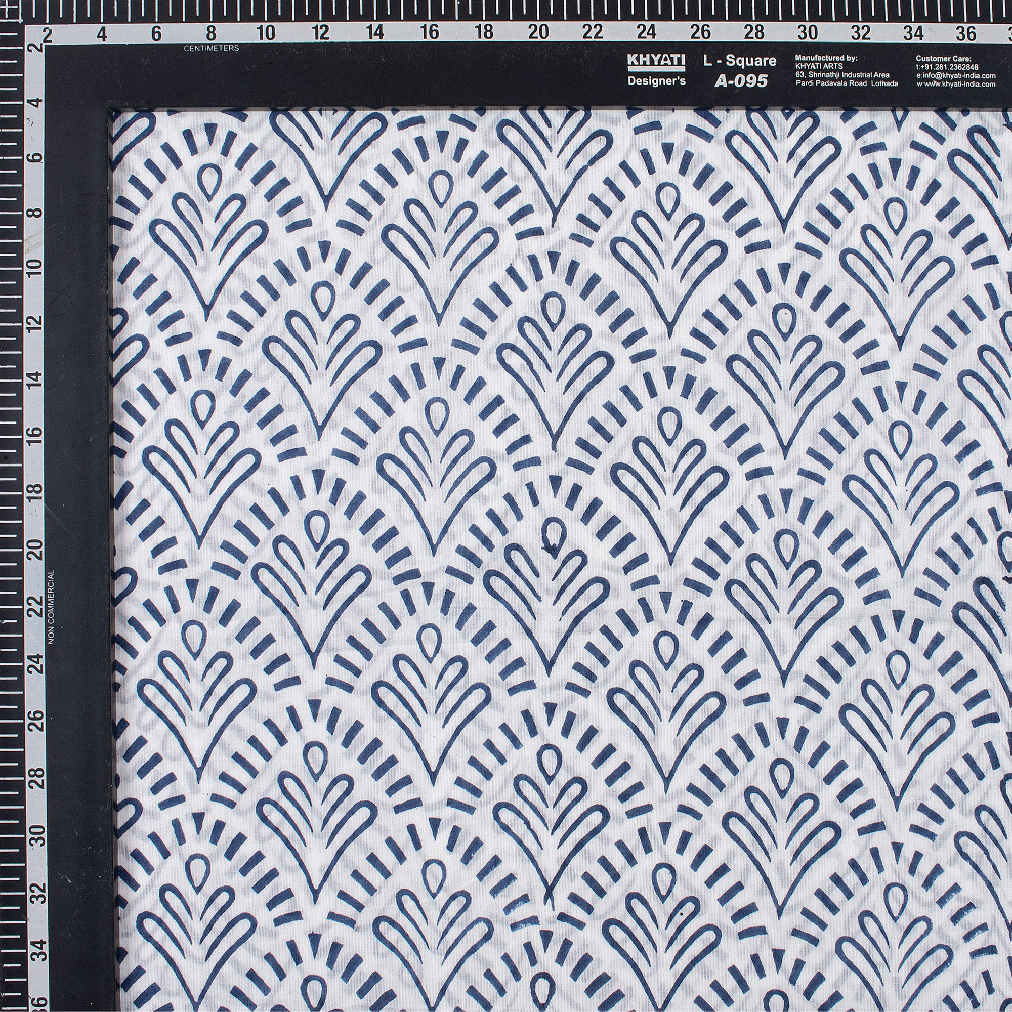 Blue Leaf Hand Block Printed Fabric