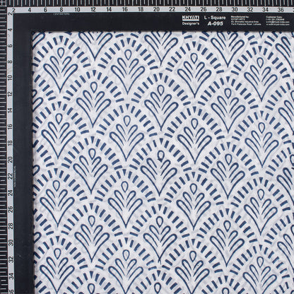 Blue Leaf Hand Block Printed Fabric